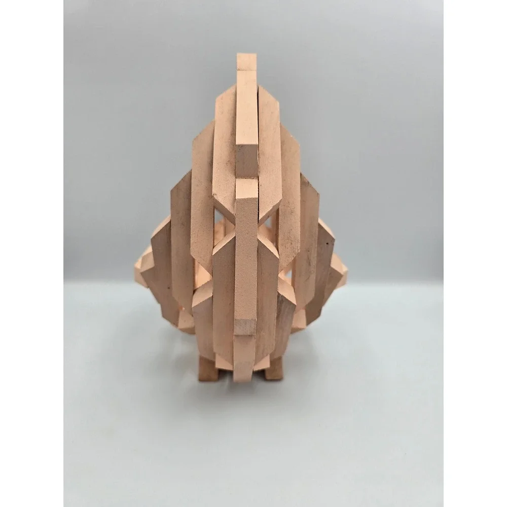 Unique Geometric Wood Basket Handmade Decorative‎ Accent Piece